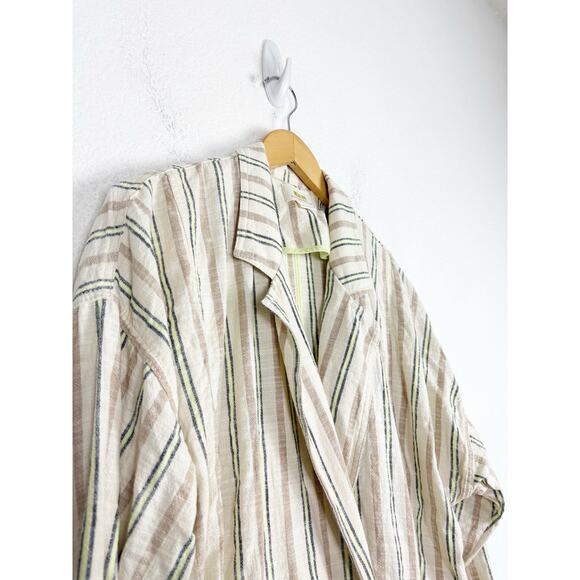 Anthropologie Maeve Danielle Blazer Large Striped Cream - Picture 7 of 12
